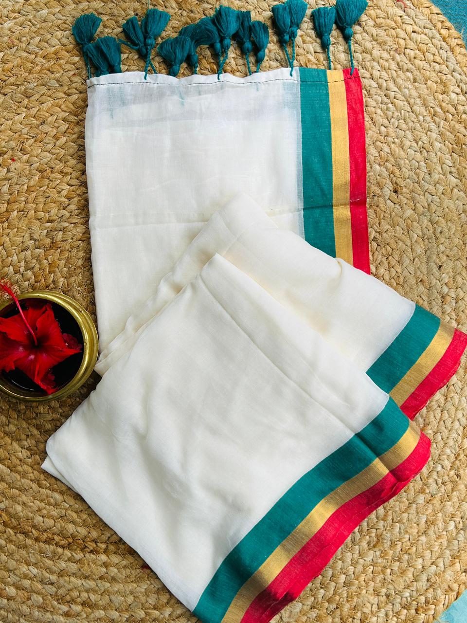 Pure Mulcotton 120 Count Saree