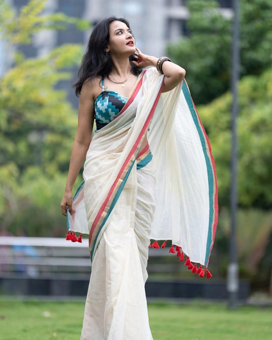 Pure Mulcotton 120 Count Saree